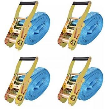 Sangle d'arrimage à cliquet 4 pcs 4 tonnes 8 m x 50 mm Bleu VIDAXL
