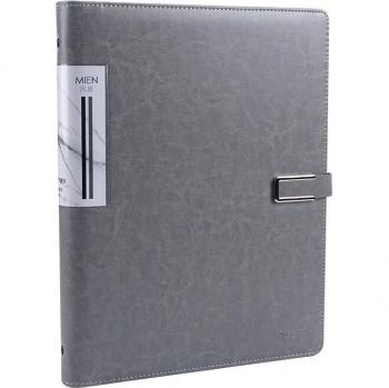 PU Leather A4 Document Organizer Portfolio with 4 Ring Binder for Business Conferences