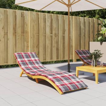 Coussin de Chaise Longue à Carreaux Rouges 200x60x3 cm en Tissu Oxford